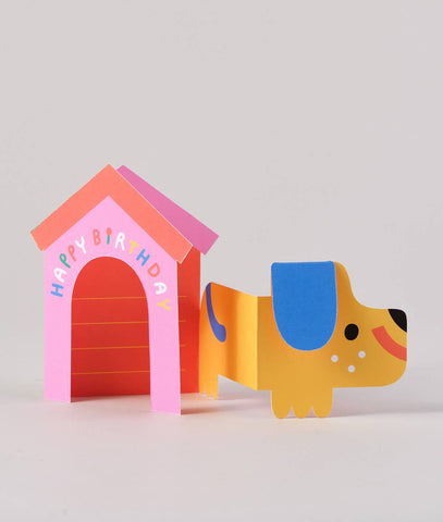 'Dog in House' Fold Out Birthday Card