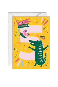 Animal Fifth Birthday Greeting Card