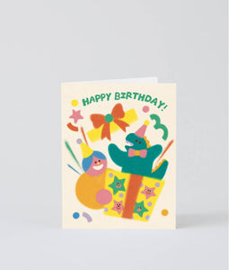 Dino and Present Birthday Card