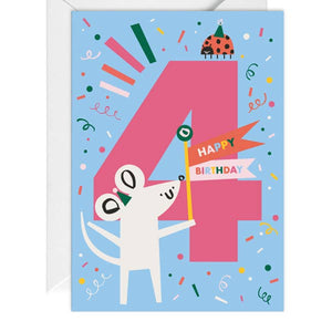 Animal Fourth Birthday Greeting Card