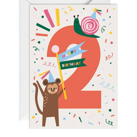 Animal Second Birthday Greeting Card