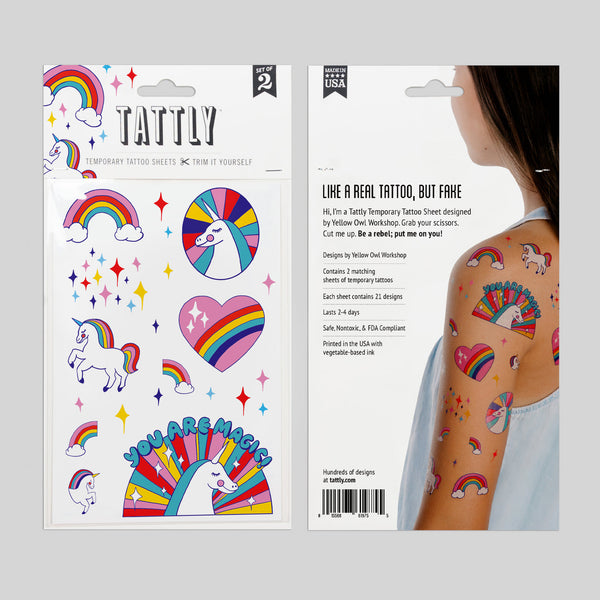 Rainbow Unicorn Tattoo Sheet