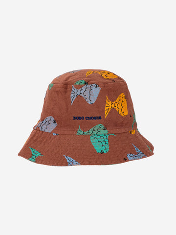 6-12 Year Multi Color Fish All Over Hat