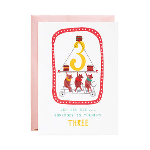 Three Cycling Bears Birthday Card