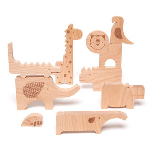 Safari Wooden Puzzle & Play Set
