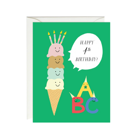 Fourth Birthday Ice Cream Card